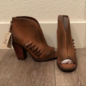 Ariat Brown Peep-Toe Leather Ankle Booties